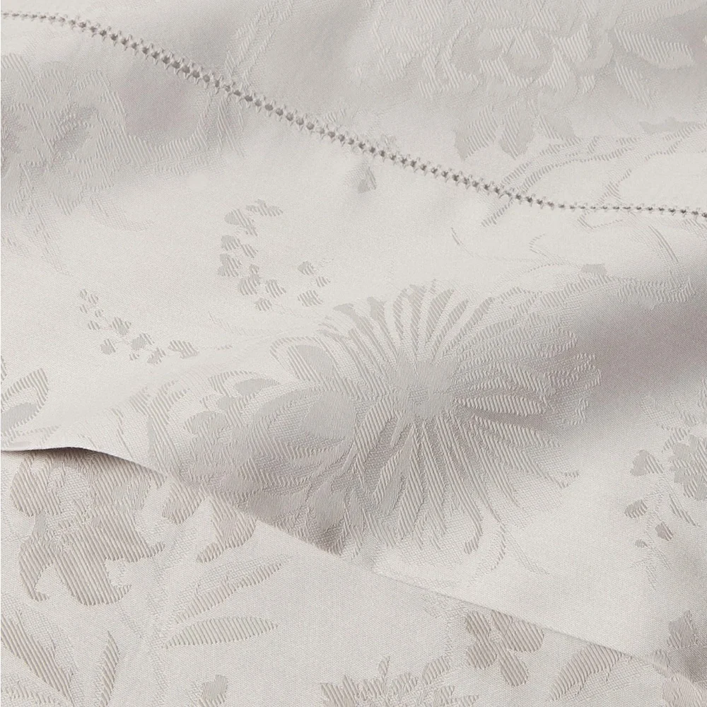 Ralph Lauren Home Organic Cotton Bethany Jacquard Silver Queen Flat Sheet, NWT